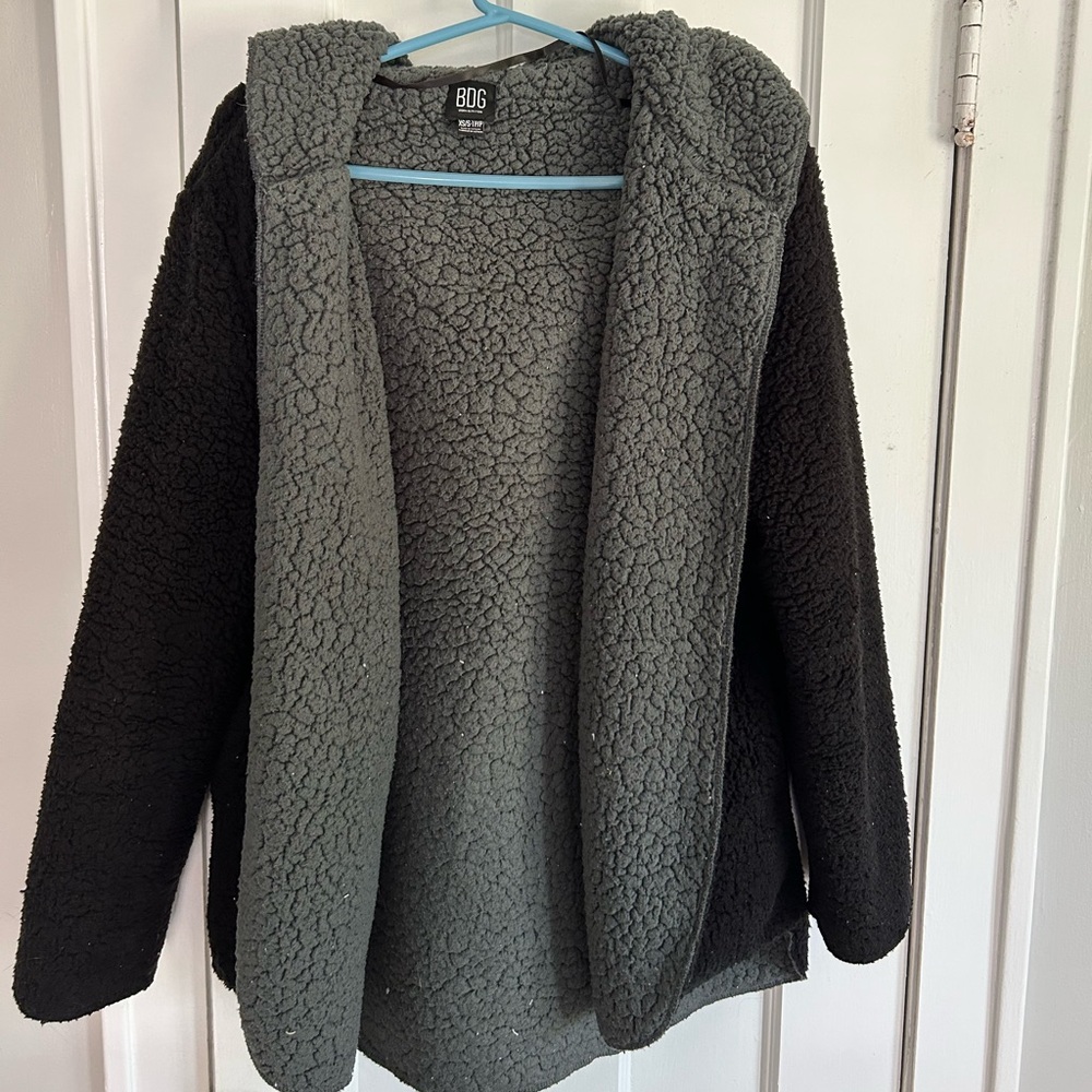 BDG Grey and Black Sherpa Jacket